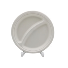 Biodegradable 9 Inch Round 2 Compartment Disposable Plates